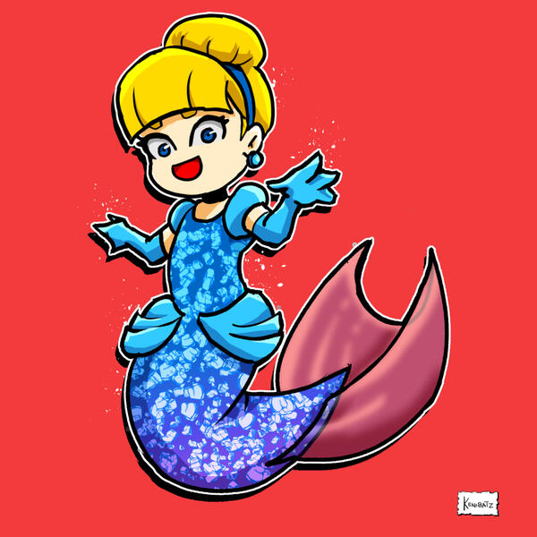 Disney's Cinderella as a cartoon mermaid